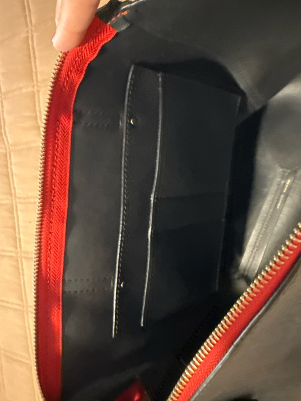Carolina Herrera Black Tote with Red-Trim Handles - Picture 7 of 11